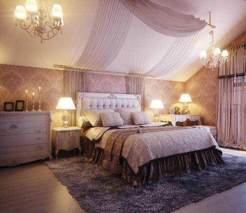 Sensual Boudoir Bedroom With Warm Lighting 
