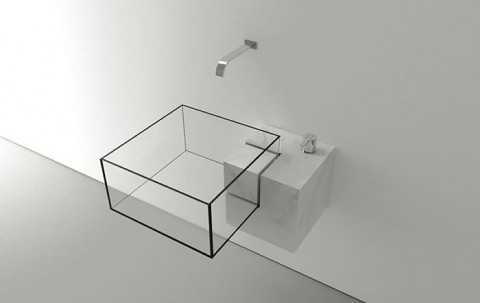 Stylish Designer See-through Glass Square Sink