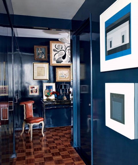Designer Todd Alexander Romano's Blue Lacquered Manhattan Apartment
