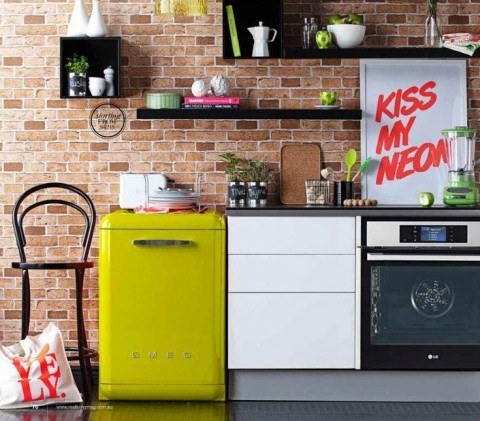 Funky Kitchen Appliances to Brighten Up Your Kitchen - Neon Smeg Dishwasher