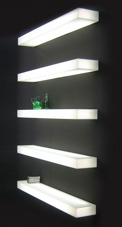 10 Ways To Light Your Kitchen To Achieve The Right Look & Ambience - Italian Designer Illuminated Wall Mounted Shelf 