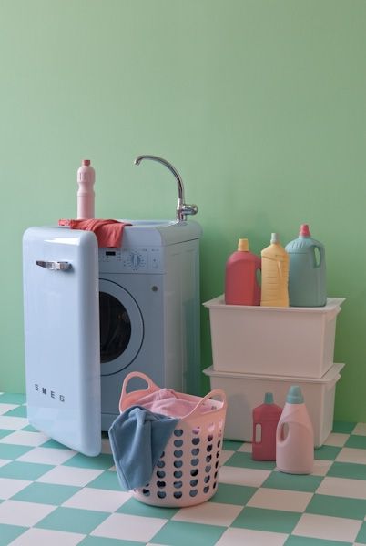 Funky Kitchen Appliances To Brighten Up Your Kitchen - Pale Blue Smeg Washing Machine