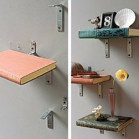 3 Upcycling Projects You Can Start Today - Book Shelves Made Of Books.