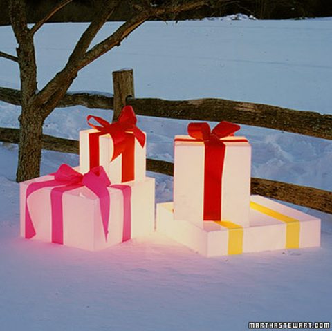 evamp Your Outdoor Lighting This Winter - Glowing Gift Boxes By Martha Stewart - Image By Matthew Hranek