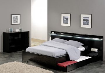 Savoy Black Gloss Headboard Light storage bed