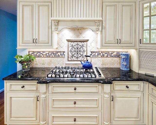 Wooden floor with cream cabinets