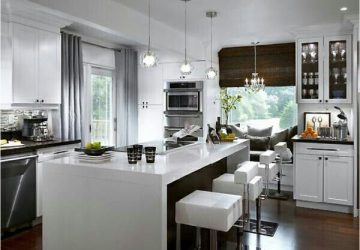 White worktops in modern kitchen