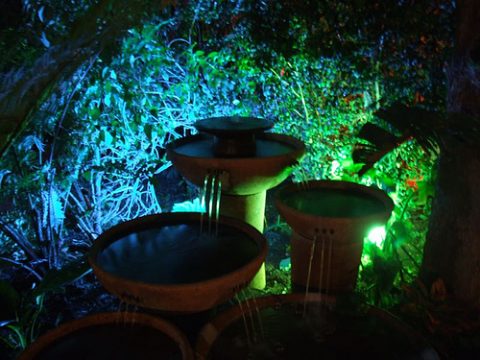 Water fountain with backlighting - Photo by Derek Adkins