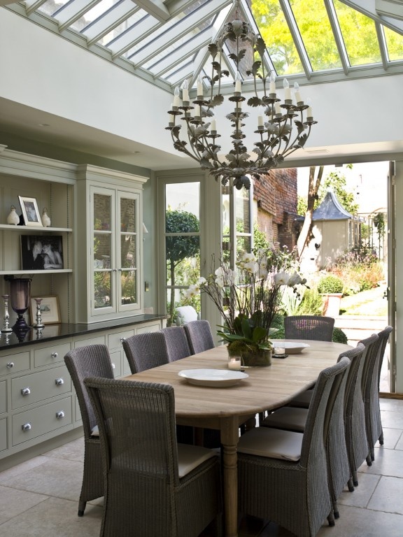 Conservatory with dining table and chairs