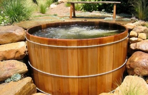 wooden hot tube