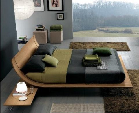 Presotto Aqua bed in fine textured walnut wood - robinsonsbeds.co.uk