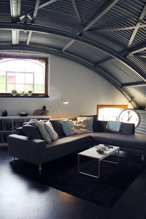 Curved roof living room