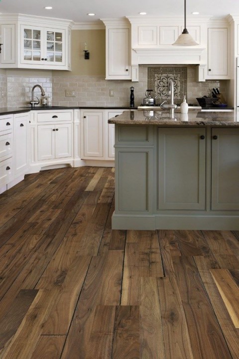 Kitchen with wooden flooring