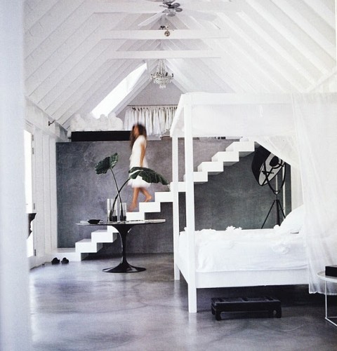 Minimalist White and Black Bedroom