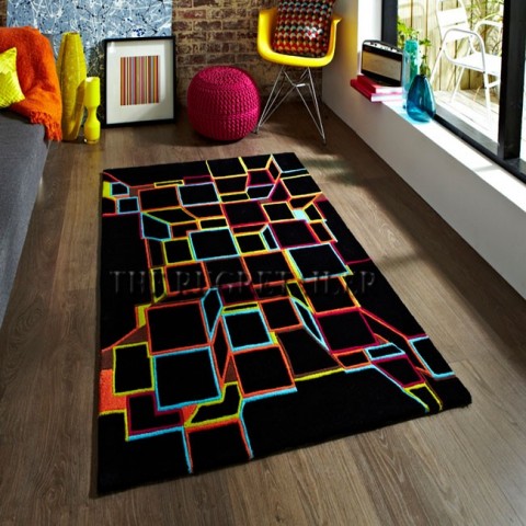 Hong Kong black multi rug