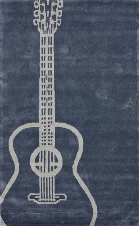 Large Guitar Rug in Gray