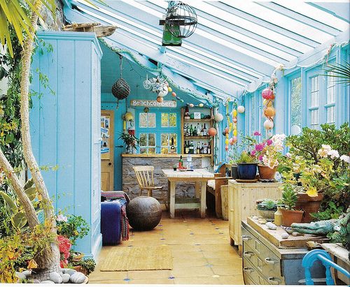 Blue Rustic Beach Cottage Conservatory