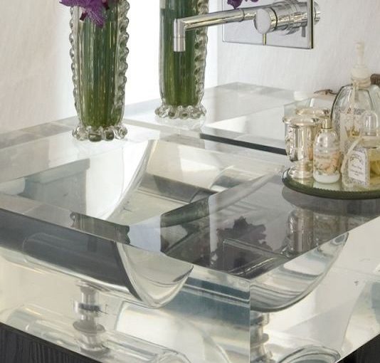 Clear Glass Counter & Built In Sink