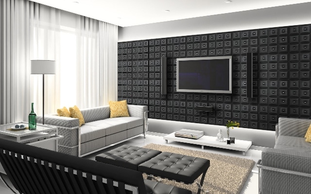 How To Use Ceiling Tiles To Decorate Your Living Room - Feature Wall