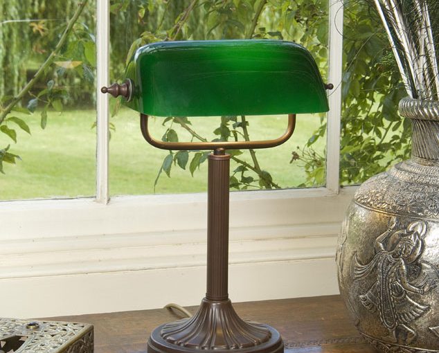 antique green desk lamp