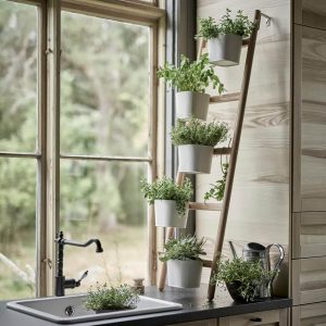 Leaning ladder plant stand
