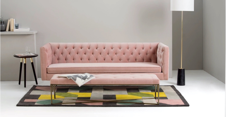 blush pink sofa