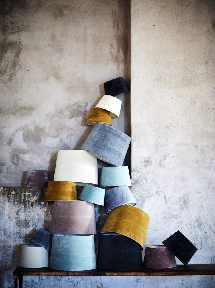 Velvet pastel lamp shades