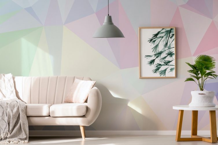 Muted pastel wall mural