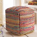 Recycled Fabric & Cotton Pouffe - Ethical Superstore