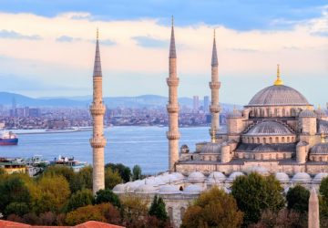 Blue Mosque and Bosporus panorama, Istanbul, Turkey