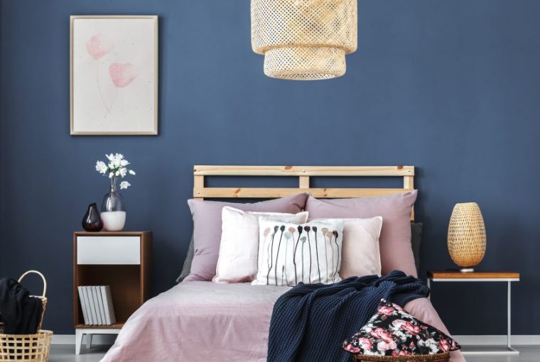 Bedroom painted with Pantone Colour of the year 2020 Classic Blue