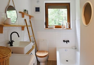 Small white and wooden bathroom