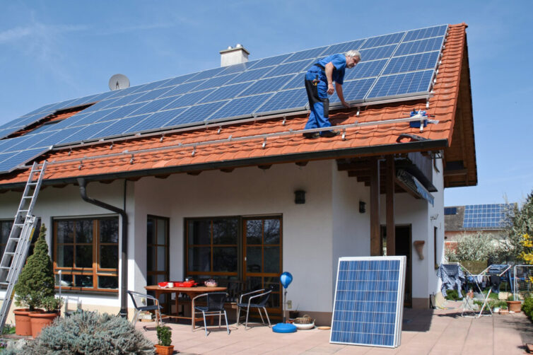 Home with sola panels on roof