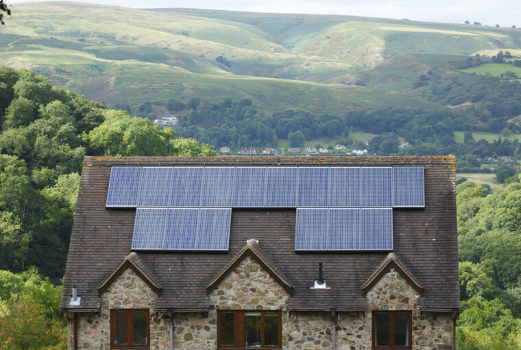 Solar panels on roof of house UK