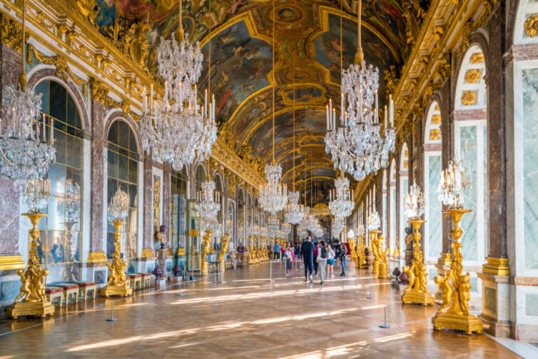The hall of mirrors in Palace of Versailles