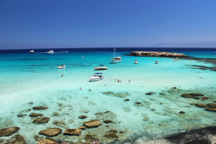 Blue lagoon cyprus pafos in the national park akamas