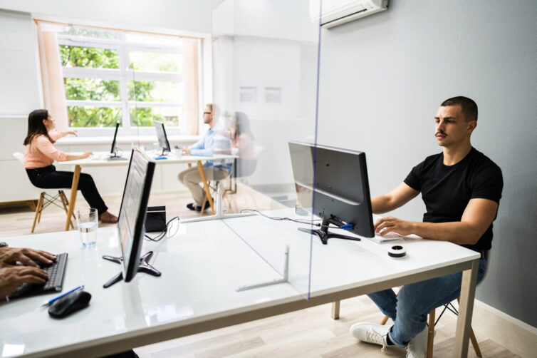 Office, Social distancing, desk partition