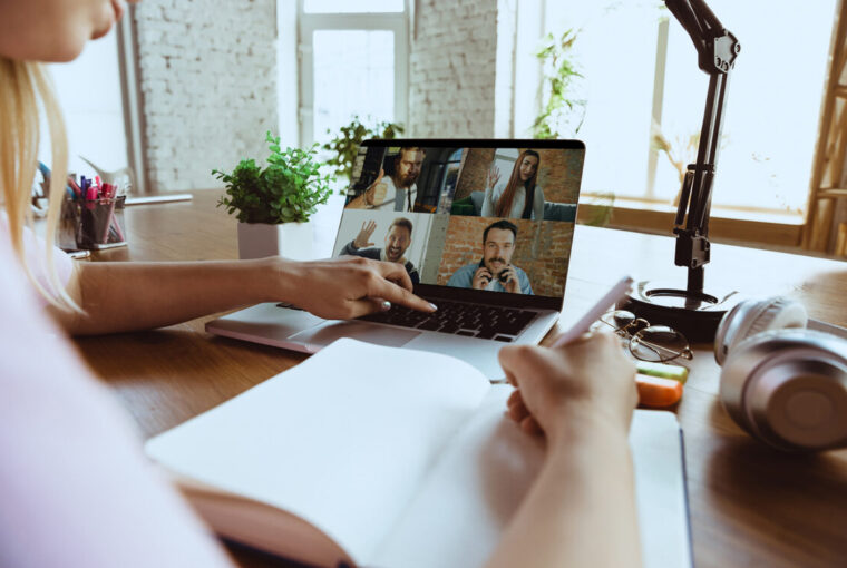 Business women, Online conference call.