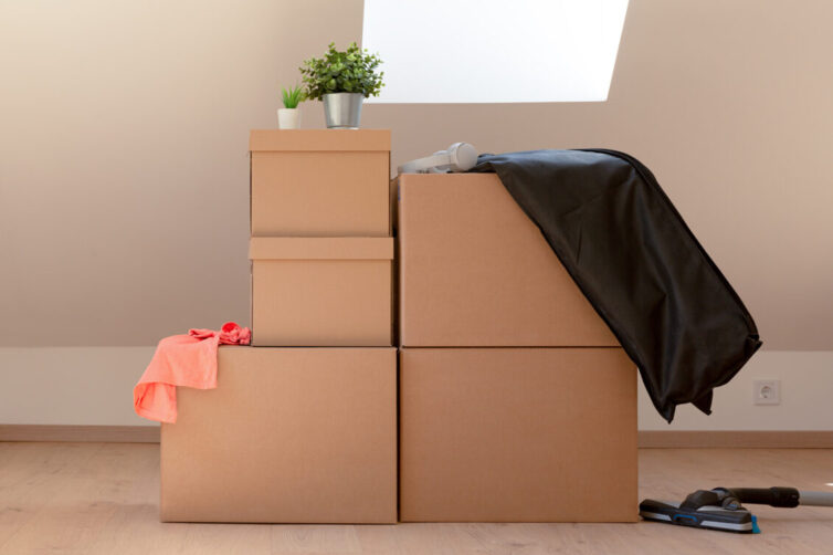 Storage boxes in attic