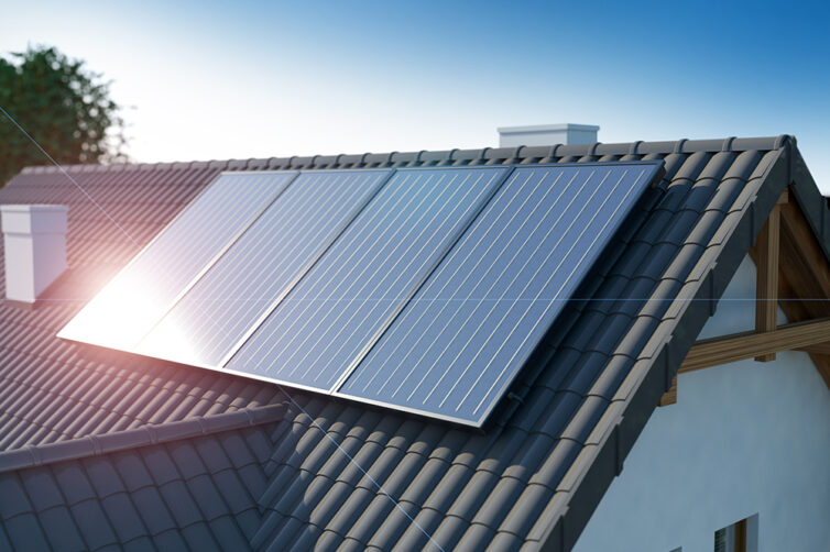 Solar panels on roof of home