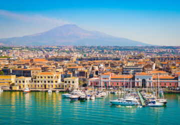 Catania Sicily, Italy. Mount Etna in the background