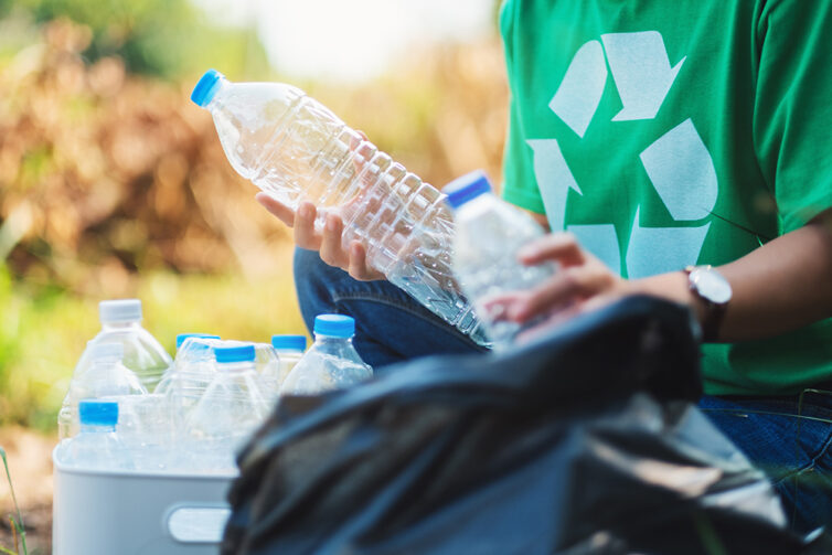 Plastic bottles sorted for recycling