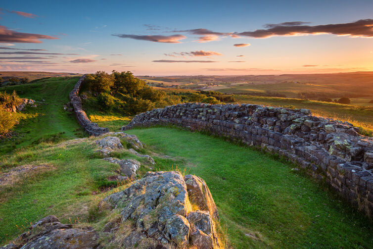 Hadrian's Wall at Walltown. Hadrian's Wall Path and Pennine Way