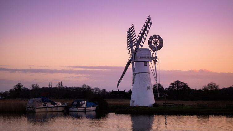 Thurne Mill in the Norfolk Broads UK