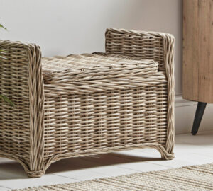 Cox & Cox Round Rattan Storage Bench