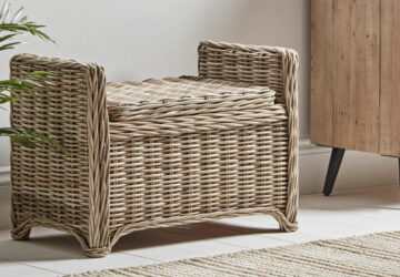 Cox & Cox Round Rattan Storage Bench