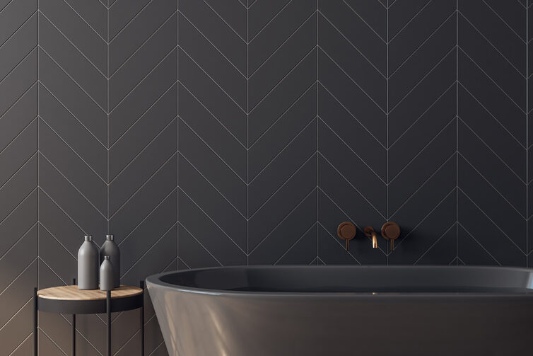 Grey bath and grey metro tiles