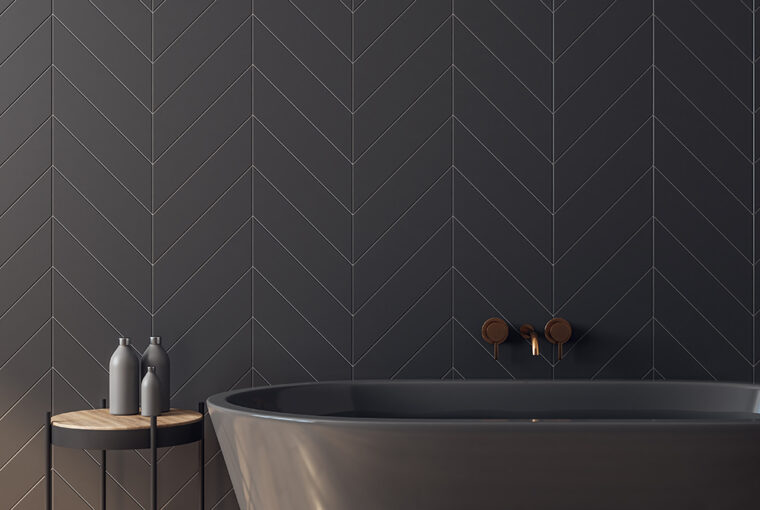 Grey bath and grey metro tiles