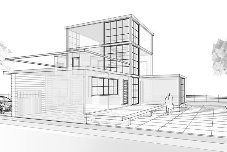 Modern modular house 3d illustration