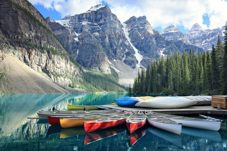 Moraine lake in the Rocky Mountains, Alberta, Canada